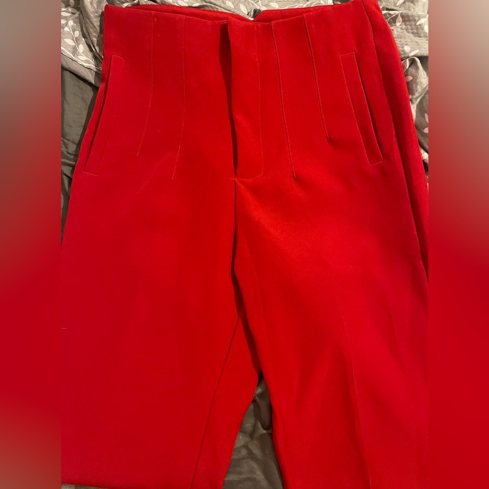 Red straight pants